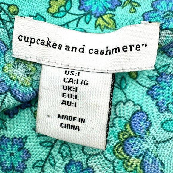 CUPCAKES AND CASHMERE Large Blue Floral Kimono Cardigan Swimwear Cover Up Boho - Picture 6 of 10